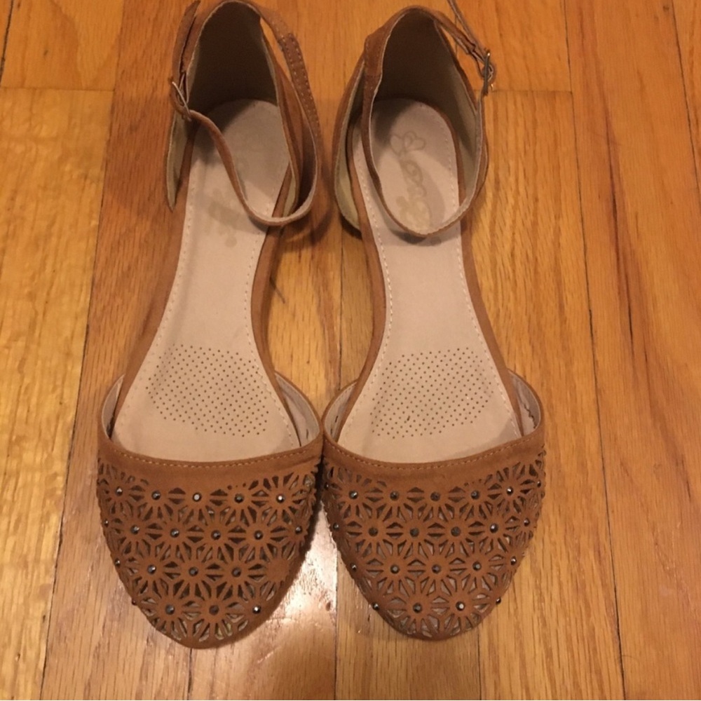 Brown Laser-Cut Women's Flats